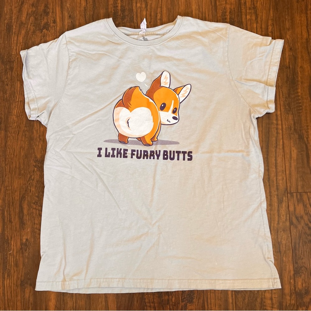 Women’s XL “I Like Furry Butts” Teeturtle Gray T-Shirt Furries Cosplay Corgis‎